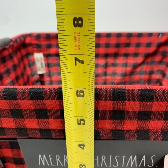 Rae Dunn Christmas Holiday Basket Set Home Gift Caddy Snacks Organize Red Check - Picture 7 of 10